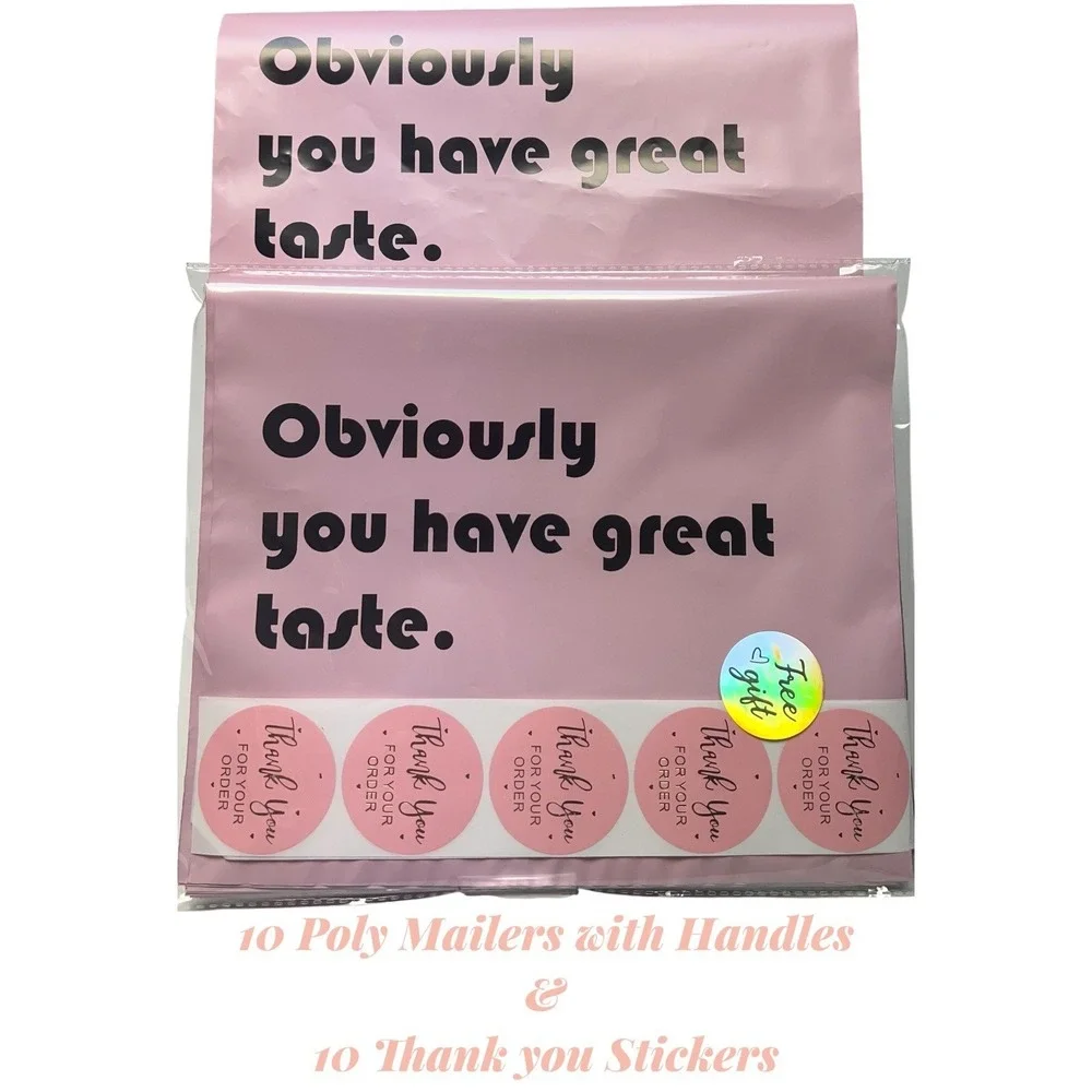 10x13 Poly Mailer Bags with Handles 10pk Pink Boutique Shipping Supplies New